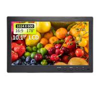 Qcvoruno Monitor y pantallas LCD de seguridad de 10.1 pulgadas, resolución de 1024 x 600, entrada BNC/AV, monitor portátil con dos altavoces integrados, adecuado para TV, CCTV, DVD, CCD