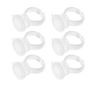 Qcwwy 100 Piezas Cueras de Contenedor de Anillo de Tinta Transparente con Tapa para Extensiones de Pestañas Glue de Láminas Pigmentos de Maquillaje Permanente Anillos de Tatuaje Tatuador