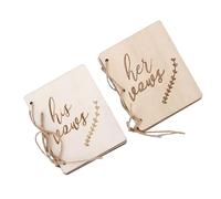 Qcwwy 2 Folletos de Votos de Boda, Libro de Juramento de Madera con Cuerda de Cáñamo para Decoración de Fiesta de Ceremonia de Boda, Papel en Blanco para Escribir Votos (Estilo 3)