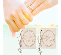Qcwwy 2 Folletos de Votos de Boda, Libro de Juramento de Madera con Cuerda de Cáñamo para Decoración de Fiesta de Ceremonia de Boda, Papel en Blanco para Escribir Votos (Tipo 1)