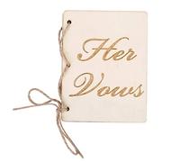 Qcwwy 2 Folletos de Votos de Boda, Libro de Juramento de Madera con Cuerda de Cáñamo para Decoración de Fiesta de Ceremonia de Boda, Papel en Blanco para Escribir Votos (Tipo 4)