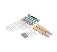 Qcwwy 28 Piezas de Herramientas de Pintura de Tocones de Mezcla con Sacapuntas de Papel de Lija para Artistas Estudiantes Principiantes Papel Material de Acero Inoxidable 28 Piezas de Herramientas de