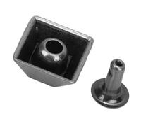 Qcwwy 50 Juegos de Remaches Cuadrados, Tachuelas de Plata Antigua con Base de Trompeta de Hierro, Juego Completo de Pares de Martillos para Adornos de Billetera de Zapatos de Ropa de