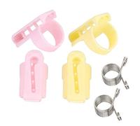 Qcwwy 6 Dedales para Tejer Otros Suministros de Bordado de Costura Guía de Hilo de Acero Protector de Dedos para Costura de Suéteres con Diseño en Forma de Lazo para Tejer DIY 6 Dedales para