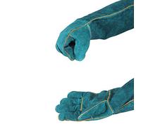 Qcwwy a Prueba de Mordeduras de Mascotas, para Manipulación de Reptiles, Antimordeduras, Lona Resistente, Protección de Brazo Extendida para Serpientes, Lagartos, Gatos y Perros (BLUE)