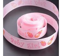 Qcwwy Baby Shower 25 Mm 10yard Baby Boy/Girl Imtored Ribbon Ideal para Regalos de Empaquetado para una Fiesta, Festival, Boda, Accesorio para el Cabello, Material de Poliéster (PINK)