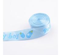 Qcwwy Baby Shower 25 Mm 10yard Baby Boy/Girl Imtored Ribbon Ideal para Regalos de Empaquetado para una Fiesta, Festival, Boda, Accesorio para el Cabello, Material de Poliéster (BLUE)