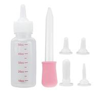 Qcwwy Biberón Pequeño para Mascotas con Tetina, Control Manual del Flujo y Caja de Almacenamiento para Cachorros, Gatitos, Conejos y Ardillas Recién Nacidos. (Chupete Blanco + Rosa)