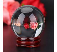 Qcwwy Bola de Cuarzo Crystal Bola Transparente, Decoración de Ensueño y Divertida para el Hogar, Soporte de Madera