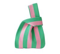 Qcwwy Bolsas de Comestibles Reutilizables, Bolsa de Viaje Plegable, Bolsas de Regalos Reutilizables con Asas, Patrón de Tiras, Bolsa Tejida de Gran Capacidad para Viajes Diarios (rosa verde)