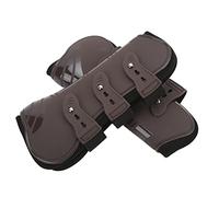 Qcwwy Botas de Férula para Caballos, Soporte Frontal de PU y Neopreno para Saltar y Carreras, Suministros para el Cuidado de Caballos, 2 uds. (Un par de Patas Delanteras Marrones. XL)