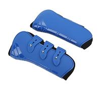 Qcwwy Botas de Tendón de Caballo Botas de Soporte Protectores de Piernas para Caballos 2 Piezas Carcasa de PU Correa Abierta de Neopreno para Saltar Correr Carreras (Patas Delanteras Azules XL)