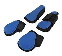 Qcwwy Botas Protectoras de Patas de Caballo con Gancho de Liberación Rápida y Carcasa Absorbente de Golpes para Entrenamiento de Carreras y Saltos (Conjunto Azul Medio)