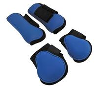 Qcwwy Botas Protectoras de Patas de Caballo con Gancho de Liberación Rápida y Carcasa Absorbente de Golpes para Entrenamiento de Carreras y Saltos (Conjunto Azul L)