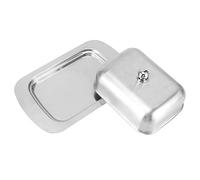 Qcwwy Caja de Pan de Acero Inoxidable con Plato de Mantequilla con Tapa, Hermosa Apariencia de Lijado, Material de Grado de Comida, 7.3 X 4.8 X 2.8 Pulgadas para Cocinar Casera