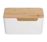 Qcwwy Caja Organizadora de Cables Pequeña, Ocultador de Cables a Prueba de Polvo con Tapa de Madera, Gestión Eficiente de para de TV y Enrutadores, 9,3x4,8x4,6 Pulgadas para Oficina en Casa