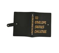 Qcwwy Carpeta Challenge de 100 Sobres de Cuero PU, de Sobres para Efectivo A5 con 25 Preimpresos para Ahorrar Dinero, Regalos de Presupuesto (BLACK)