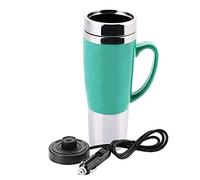 Qcwwy Copa Eléctrica Hirviendo de 10 Minutos Copa de Viaje Calefacción de Calefacción para té de café Caliente, Base a Prueba de Choques, 450 Ml para Conductores de Negocios (GREEN)