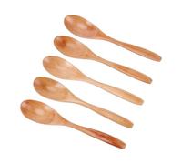 Qcwwy Cucharas Juego de Utensilios de Madera Nanmu Minimalista con Ergonómico Cucharadas de Comida Reutilizables Antiadherentes Cuchara para Cocinar Mezclar té de Miel 7.48 X 1.46 Pulgadas 5