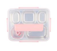 Qcwwy de Acero Inoxidable de Acero Inoxidable, Juego de Recipientes de Comida para el Almuerzo Portátiles a Prueba de Fugas para Adultos, Equipado con Palillos, Cuchara, Tazón de Sopa, (PINK)