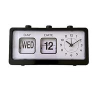 Qcwwy Descanado de Despertador de Escritorio, Clásico Reloj de Despertador Mecánico Retro Calendario de Salto de Computador (Black)