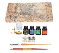 Qcwwy Dip Pen Kit, 24x13.5x44.3cm Nibs Redondos Planos Firma Dip Pen con Tinta para Principiantes Calligraphy Dipping Set Artista Dibujo de Tinta Escribir (SP249045 Color de fuego (de color de fuego)