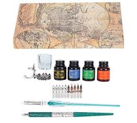Qcwwy Dip Pen Kit, 24x13.5x44.3cm Nibs Redondos Planos Firma Dip Pen con Tinta para Principiantes Calligraphy Dipping Set Artista Dibujo de Tinta Escribir (SP249035 Dark Green (verde oscuro)