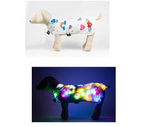 Qcwwy Disfraz de Brillante LED con Cuello Redondo, Borde de Cintura, Hebilla, Ajuste Libre para Gatos Grandes, Medianos y Pequeños, Seguridad Nocturna (L)