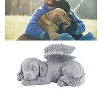 Qcwwy Estatua Conmemorativa para Mascotas, Angel Pet Memorial Grave Marker Homenaje Estatua Resina Sleeping Pet Angel Garden Escultura para Pet Memorial Gravestone Ornament (Perro ángel)