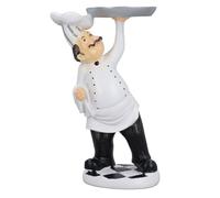 Qcwwy Estatua de Chef de Resina, Bandeja Elevadora de Dibujos Animados, Figura de Chef Gordo, Escultura Decorativa Rústica de Chef Francés para Restaurante, Cafetería, Pastelería,