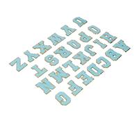 Qcwwy Iron on Blue Letters, Decoraciones de Parche de Borde de Oro Dorado para Ropa de Bordado de Costura de Bricolaje - Juego de 26, A A Z, Material de Algodón, Inicio