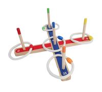 Qcwwy Juego de Anillo de Lanzamiento Al Aire Libre Lógica Educativa en Desarrollo de Entrenamiento Cerebral para Madera 5 Estamas, Ideal para Actividades Al Aire Libre