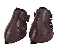 Qcwwy Juego de Botas para Tendón de Caballo, Suaves y Transpirables, con Correas Elásticas Ajustables, Cinturones Resistentes para Protección de Patas de Caballo, Obstáculos (Patas traseras Marrones