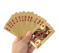 Qcwwy Juego de Cartas de Plástico, 52+2 Cartas de Póquer en Relieve de Lámina Dorada de Tamaño Estándar con Caja de Almacenamiento, para Fiestas, Playa, Camping, Juegos de Ocio