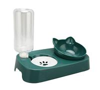 Qcwwy Juego de Cuencos de Comida y Agua para Gatos Cuencos de Comida y Agua para Gatos Cuenco Elevado Inclinado Plato Desmontable para Cuenco Doble para Perros para Elevado Inclinado Plato (Green)