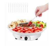 Qcwwy Juego de Ollas para Fondue, Kit de Fondue de Chocolate, Máquina para Derretir Chocolate, Olla Eléctrica para de Postre con 6 Tenedores para Mojar, Fundidor de (Enchufe europeo 220V)