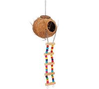 Qcwwy Juguetes para Pájaros Juguetes Confortes y Pruebas de Sueño Casa de Cáscara de Fun Oculto, Lugar de Hámster, Adecuado para el Espacio Hueco para Colocar Golosinas y Semillas de Pájaros, Fibra