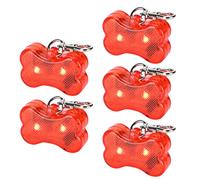 Qcwwy Luz para Mascotas Colgante con Forma de Hueso, Collar para, Luz LED Intermitente, Resistente Al Agua, 2 Baterías AG3 para Seguridad Nocturna