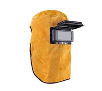 Qcwwy Máscara de Soldadura de Cuero Transpirable con Lente Revuelta para Trabajadores Soldadura