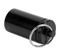 Qcwwy Mini Llavero Titular de Medicina de Aluminio Contenedor Impermeable Portátil para Viajes Camping Durable y Liviano para Uso en Exteriores Protección de Emergencia (Cilindro de aluminio, negro)