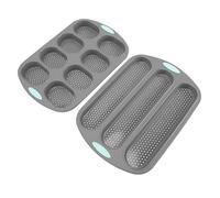 Qcwwy Paquete de 2 Moldes para Pan de Silicona, Molde para Pan Francés Perforado Antiadherente con Orificios de Ventilación para Hornear Casero y Fácil Limpieza