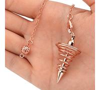 Qcwwy Péndulo Espiritual de Metal, Herramienta de Equilibrio de Energía para la Toma de Decisiones, 7 Pulgadas de Longitud, Ideal para Pruebas de Chakras y Prácticas de Curación (oro rosa)