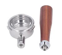 Qcwwy Portafiltro sin Fondo de 58 Mm, Cesta de Filtro de Acero Inoxidable de 58 Mm, Desmontable de 3 Orejas con de Madera, Adecuado para Cafeteras Barsetto (Mi clásico palisandro)