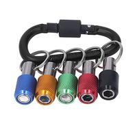 Qcwwy Portapuntas con Vástago Hexagonal de 1/4 pulg., 5 Barras de Extensión de Zócalo con Llavero, Cromado a Prueba de Herrumbre, Compatible con Destornilladores Eléctricos y Brocas, (Mosquetón negro)