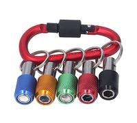 Qcwwy Portapuntas con Vástago Hexagonal de 1/4 pulg., 5 Barras de Extensión de Zócalo con Llavero, Cromado a Prueba de Herrumbre, Compatible con Destornilladores Eléctricos y Brocas, (Mosquetón rojo)