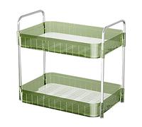 Qcwwy Rejilla para Secar Tazas, Diseño Elevado de Plástico con Bandeja de Drenaje para Cocina, Gran Capacidad y Transparente, Almacenamiento Ideal para Organizar Tazas (Verde Doble Capa)