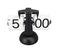 Qcwwy Reloj digital retro plegable de acero inoxidable 304, reloj mecánico de escritorio con solapa para el hogar y el salón, Page blanche à cadre noir à pied unique