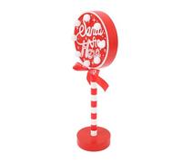 Qcwwy Santa Stop Here Shield con Luz LED Cálida, Navidad de Escritorio - Lámpara, Material de Madera Compuesta, Ubicación de Fiesta