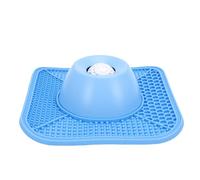 Qcwwy Slow Feeder Dog Lick Bowl with Rolling Ball, 25x25cm, Food Grade | Bandeja de alimentación para aliviar la ansiedad, superficie para lamer bolas rodantes, agarre en el suelo con ventosa,