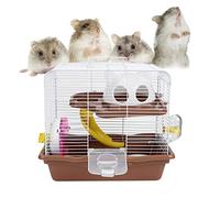 Qcwwy Suministros para Mascotas con Doble Capa de Lujo Silencioso en el Bulto de Hámster Al Margen, Jaula de Hámster Silenciosa con Rueda, Ventiladores, Material de Plástico + Alambre de Hierro